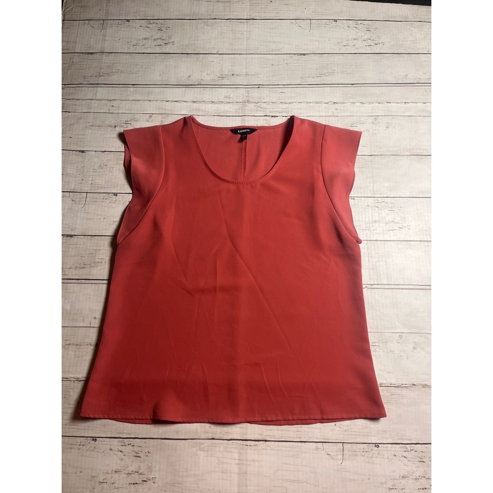 Express Pink Sleeveless Scoop Neck Flutter Cap Sleeve Blouse Small